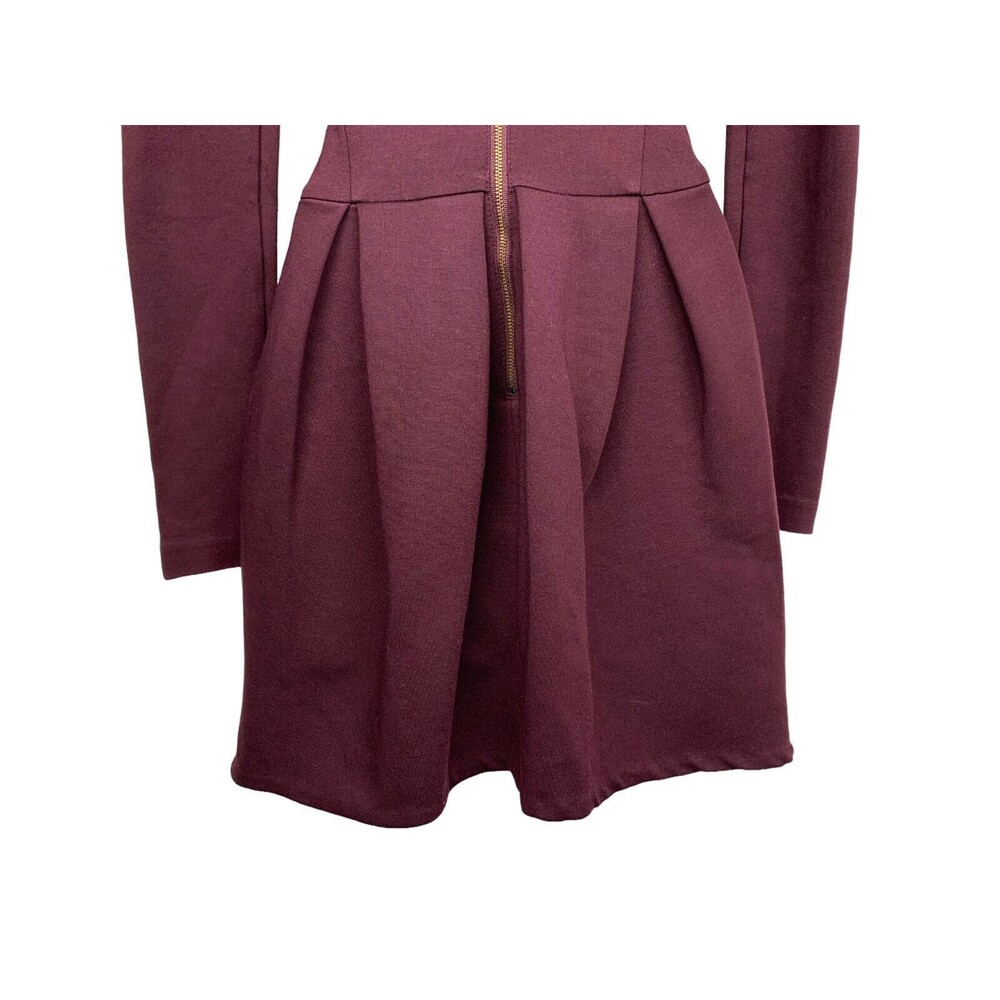 Wilfred Aritzia Women's size 00 Burgundy Fit & Flare Dress Japanese Fabric - Picture 9 of 11